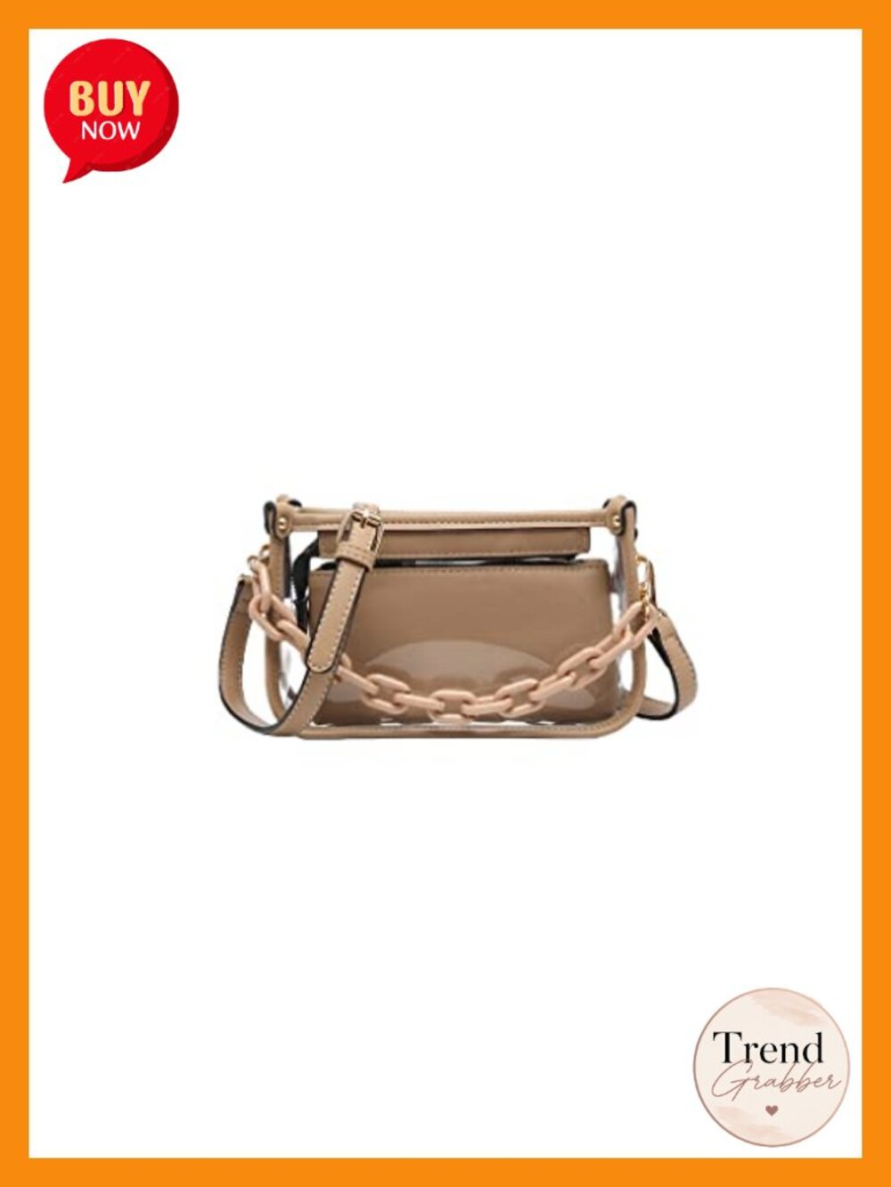 Vegan Leather Clear Crossbody Bag Adjustable Chain Strap